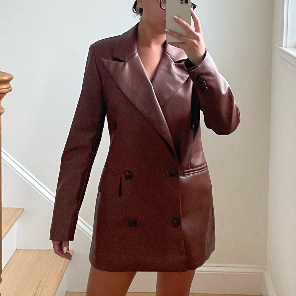 Brown leather blazer